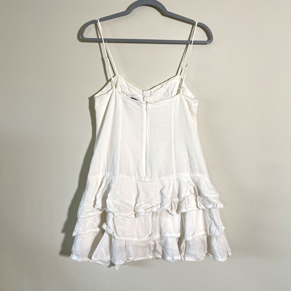 Zara Women's Ruffled Chiffon Short Dress Cream Size Small Casual Festival Boho - Picture 3 of 7